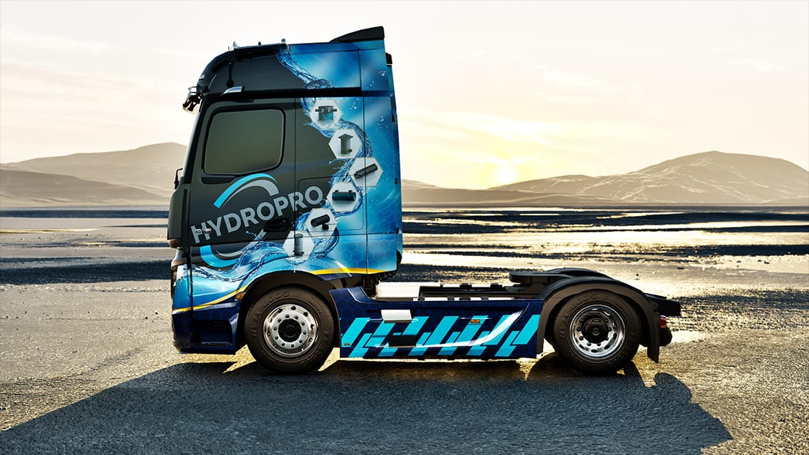 Камион на HydroPro, страничен изглед